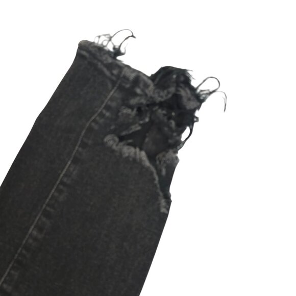 Womens 26 Black Grunge Skinny Jeans Emo Distressed Raw Hem Rocker Slim Casual - Picture 6 of 15